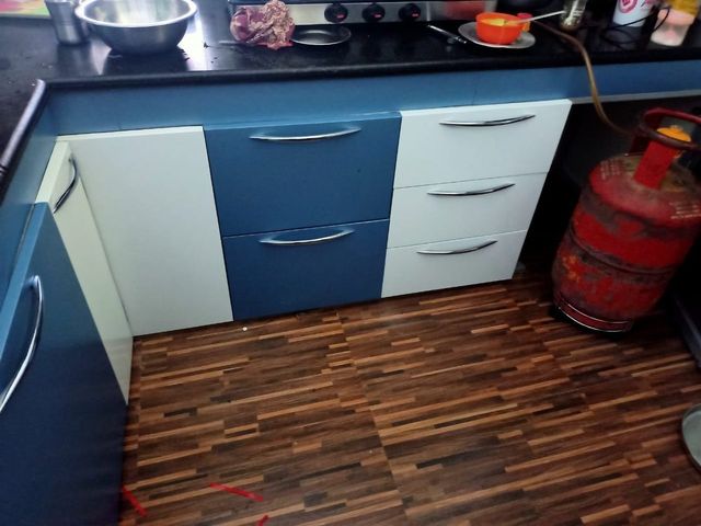 Modern Wooden Blue L Shape Modular Kitchen Colour Blue Layout L-shaped Appearance Modern Primary Color Blue Design Type - Image 4