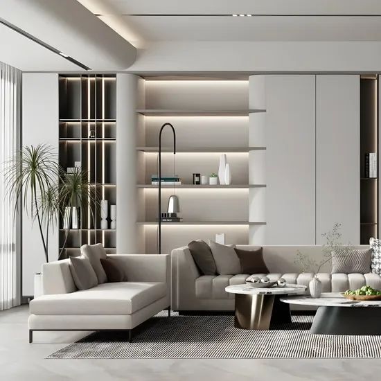 Multi-Functional Living Room Storage Cabinet Modern Bookcase with Wine Racks - Image 1