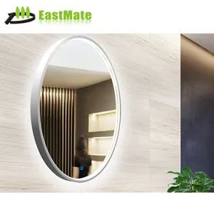 Moder Round Aluminum Frame Make up Bathroom Touch Switch Mirror - Image 5