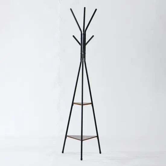 Durable Home Storage Triple-Sided Coat Tree Rack with Wooden Boards - Image 5