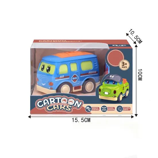 Children Toy Vehicles Remote Control Cartoon Bus Car with Light - Image 3