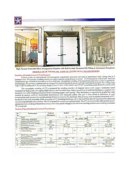 132KV Single Phase Current Transformer Frequency 50 Hz Phase Single Phase Voltage Rating 132kv Primary Current 75 A Winding Material - Image 7