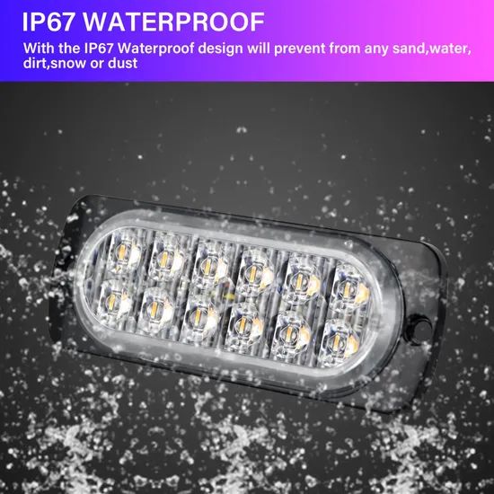 Double Row 12 LED Amber Emergency Lights - Front Grille Quick-Install - Rapid Flash, Magnetic Fit for Vans - Image 5