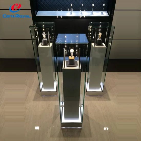 LED Light Smart Watch Display Counter Cabinet Leather Watch Display Luxury Watch Display Wrist Watch Display Stand Jewelry Glass Showcase - Image 3