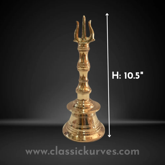 Brass soolam hand bell Purity Yes Color Golden material Brass Brand Classickurves Usage/Application Home Country of Origin Made in - Image 5