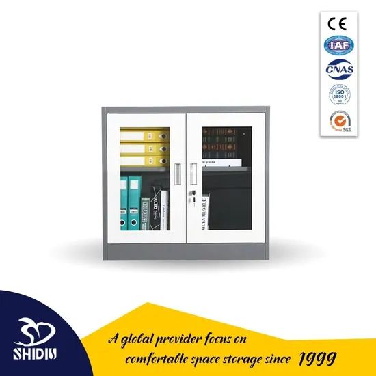 Home Office Metal Book Cabinet Glass File Storage Rack with Door - Image 2