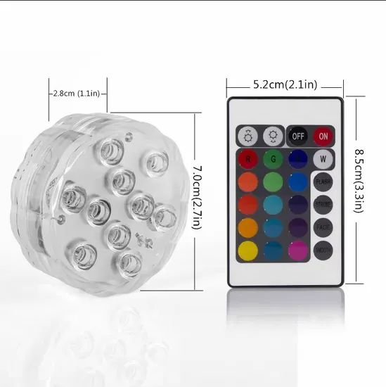LED Underwater Fountain Lights 16 Colors RGB Submersible Swimming Pool Lights with Remote Control - Image 2