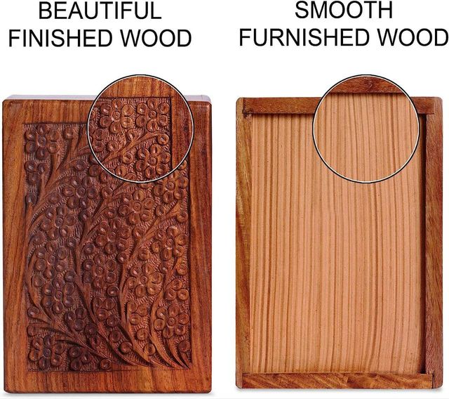 Wooden Carved Urn Box for Human Ashes|Cremation Funeral Urns Box, Pet Memorial Urns, Decorative Urn, Cat Infant Adult Urn, Keepsake Burial Ash Box - Image 5