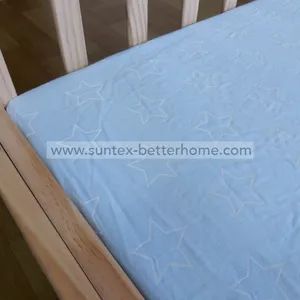Custom 100% Cotton Muslin Baby Waterproof Fitted Crib Sheet Style Plain Technics Woven Pattern Printed Age Group Babies Design Stars Print - Image 2