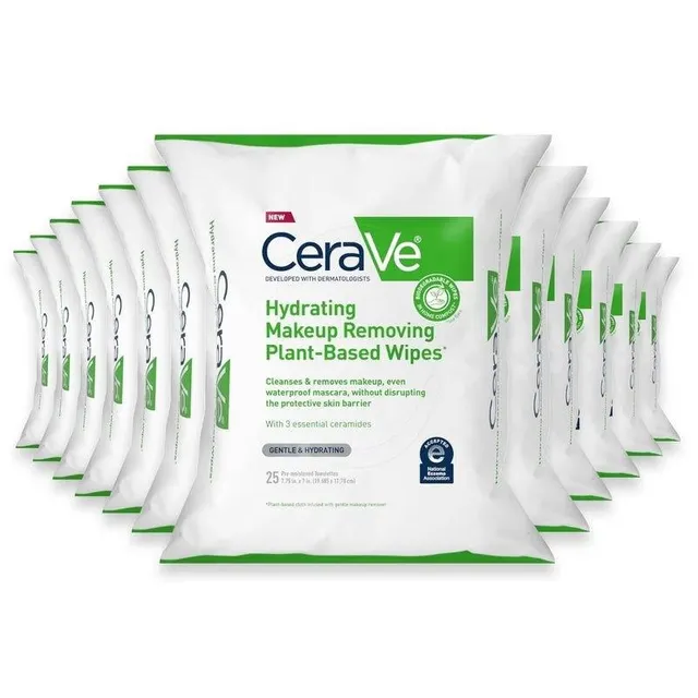 Wholesale CeraVe Makeup Remover Cleansing Wipes – 25 Count – 12 Pack Supply - Image 1