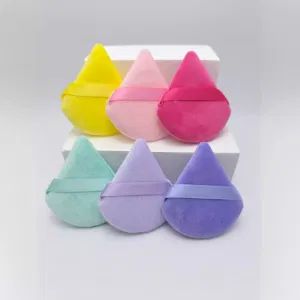 OEM Flocking Sponge Triangle Velvet Loose Powder Puff Sponge Origin China Trademark OEM Shape Triangle Size 70*61*10mm HS Code 69139000 - Image 1