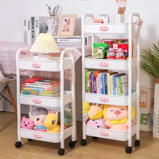 Household Book Storage Organizer Removable Trolley Kitchen Plastic Storage Racks - Image 5