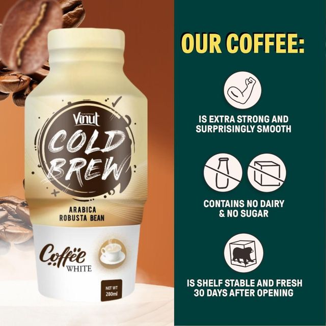 Cold Brew Coffee Drinks VINUT | 280ml 24pack, Ready To Drink, Extra Strong, Smooth, Organic, Free Sample, Wholesale Supplier - Image 3