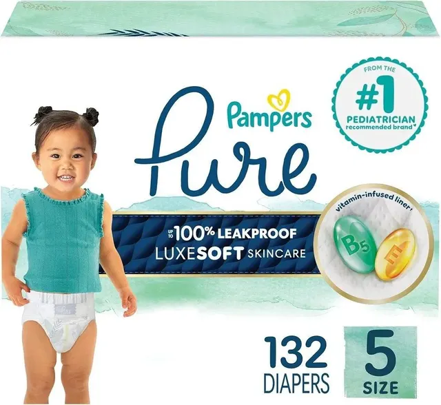 Pampers Pure Protection Baby Diapers – Plant-Based & Hypoallergenic - Image 1