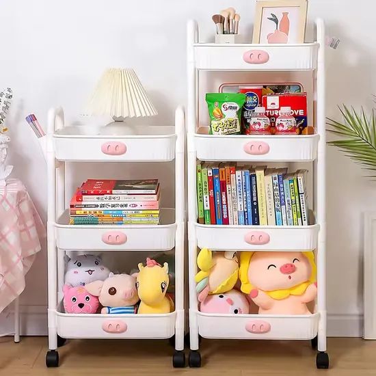 Household Book Storage Organizer Removable Trolley Kitchen Plastic Storage Racks - Image 4
