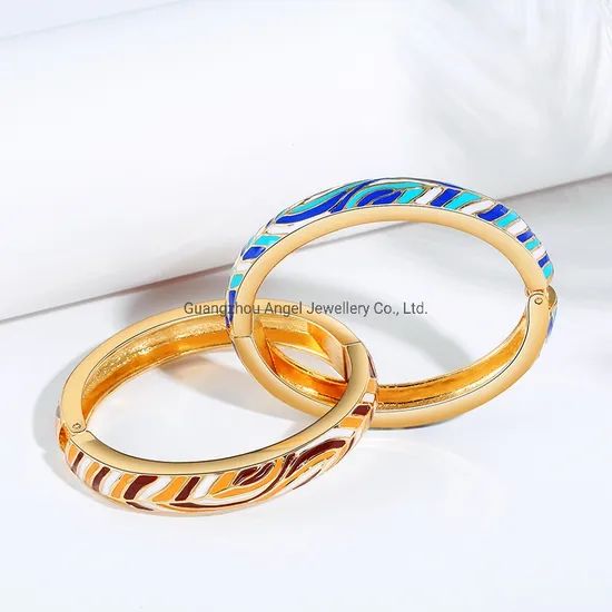 Fashion Fine Jewelry Colorful Enamel Gold Plated Bangle - Image 3