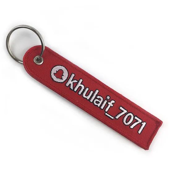 Durable Custom Logo Embroidered Keychain with Metal Key Ring - Image 2
