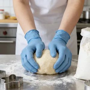 Food Grade Powder Free Heat Resistant Blue Nitrile Disposable Gloves for Catering Kitchen Cooking Prep Work - Image 2