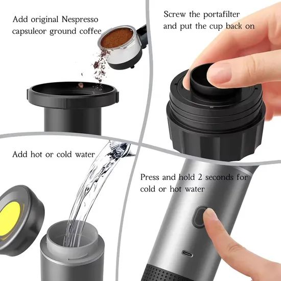 3 in 1 USB Powered Mini Portable Espresso Machine Capsule Coffee Maker - Image 4