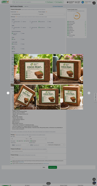 Low EC Coco Peat Bricks 5kg Weight (kg) 5 Width Up to 80 cm Length Up to 80 cm Material 100% Natural Coconut Coir - Image 2