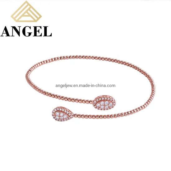 Fashion Classic Design S925 Sterling Silver Rose Gold Plated CZ Chain Bangle - Image 1