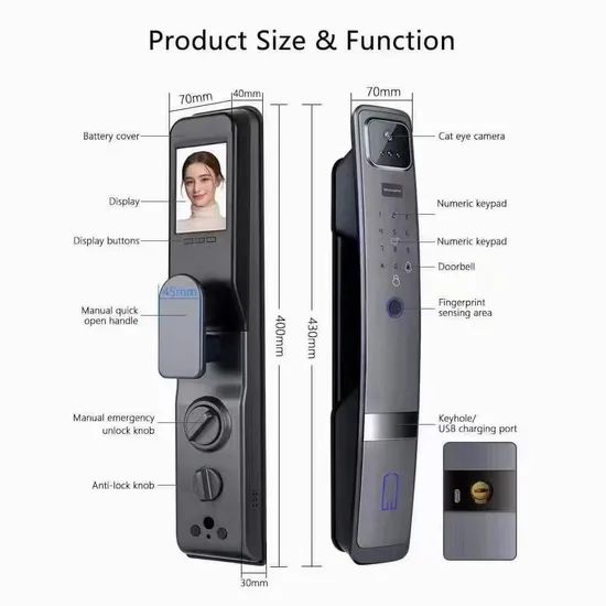 WiFi Tuya APP Camera Monitor Screen Mobile NFC Remote Control Fingerprint Door Lock - Image 2