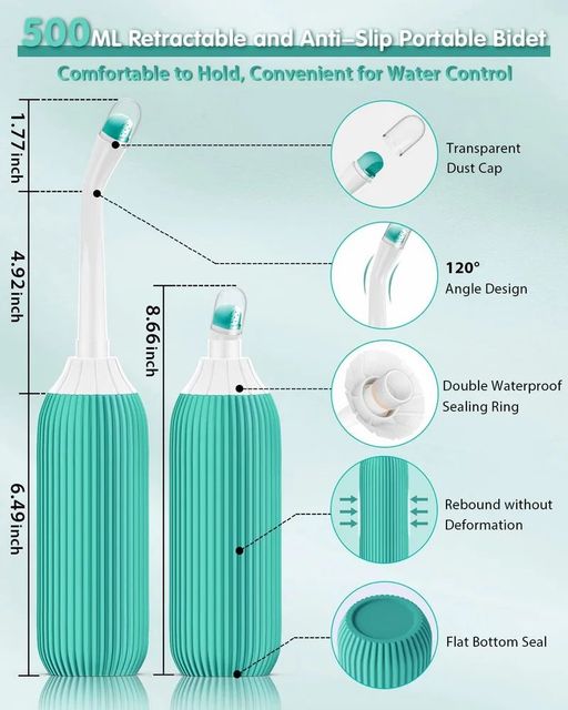 Plastic Portable Travel Bidet Spray Use Adult Style Modern Capacity 500ML Spray Angle 60° Spray Holes 6 Holes Material Medical Grade, - Image 3