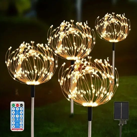 3D DIY Firework Solar LED Light Holiday Party Lawn Security Christmas Lights - Image 2