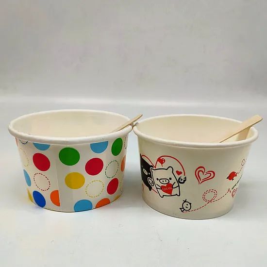 Compostable Paper Printed Ice Cream Bowl with Lid - Image 4