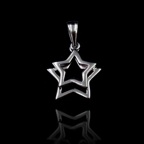 Two Stars Shape Silver Pendant Jewelry Dancing Non Fixed Pendant - Image 1