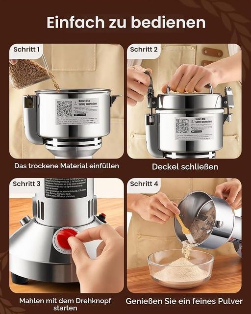 VEVOR Electric Grain Mill High Speed Spice Mills 1500W 300g Stainless Steel Powder Machine for Dry Grains Spices Cereal - Image 3