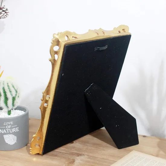 Vintage Decorative Square Antique Gold Wall Mounted Tabletop Makeup Resin Mirror Frame - Image 5