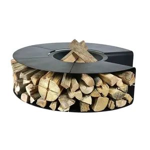 Customized Outdoor Garden Wood Storage Fireplace Stove Log Rack Fire Pits Bowl - Image 1