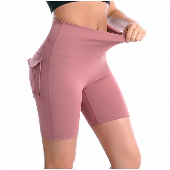 Womens Quick-Dry Yoga Shorts Sports Fitness Running Pants with Pockets - Image 2