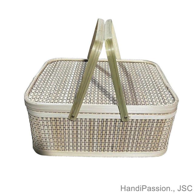 Handcrafted Bamboo Storage Basket with Lid for Gift Box & Picnic Vietnam - Image 1