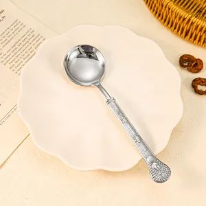304 Stainless Steel Tableware Spoon with Elegant Handle Sample Free MOQ 100 Set Origin China Color Multicolor HS Code 8215200000 - Image 1
