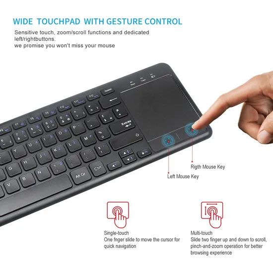 Bluetooth Wireless Keyboard with Compact Slim and X-Structure Keys Design and Touchpad Gaming Office Computer Keyboard - Image 2