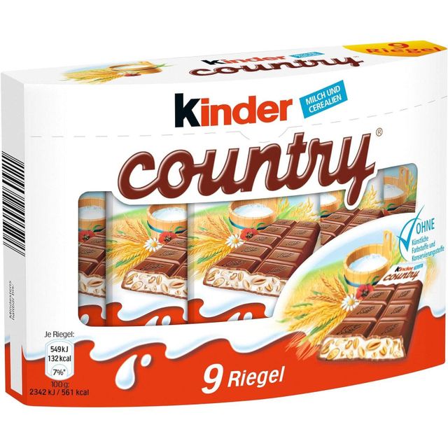 For Kinder Country Milk Chocolate Bars 9-pack Rich Milk Filling Solid Pasty Bittersweet Sweet Chocolate - Image 2