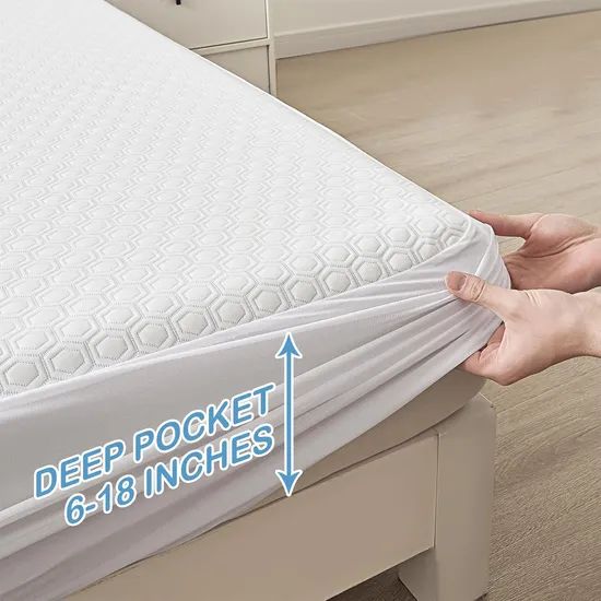 Cooling Waterproof Mattress Protector Breathable Soft Fitted Mattress Protector Covers - Image 5