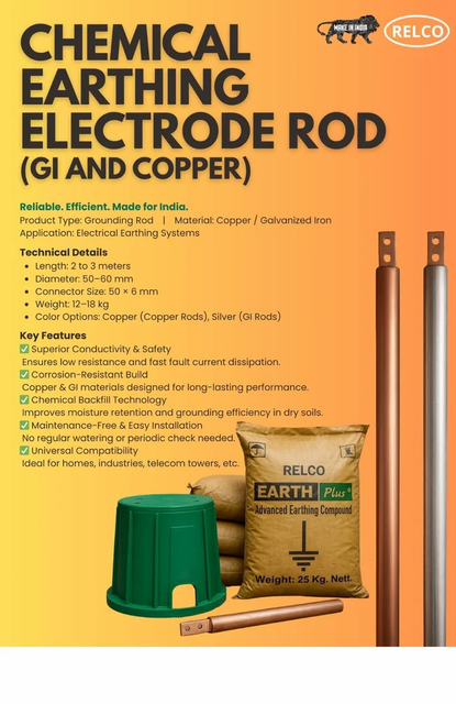 Relco Earthing And Lightning Protection Systems, Copper Brand Relco Color Copper Mast Height as per requirement Country of Origin Made in - Image 6