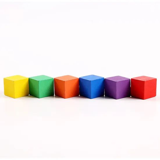 DIY Wooden Rainbow Colorful Square Cubes Building Block Stacking Toys - Image 6