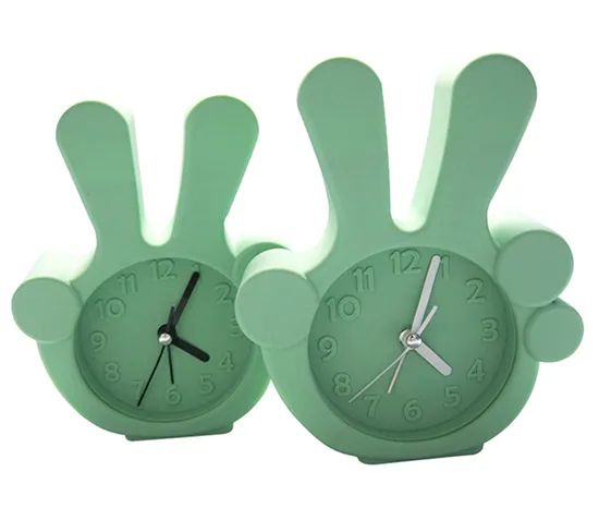 Kids Rabbit Shape Colorful Logo Printed Silicone Table Alarm Clocks - Image 1