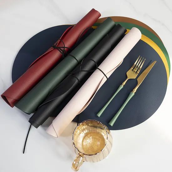 Hot Selling Leather Placemats Factory Oval Shape Dining Table Mat PVC Leather Place Mats Table Mat - Image 6