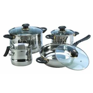 Belly Shape OEM Stainless Steel Kitchenware Pots and Pans Cookware Set - Image 1