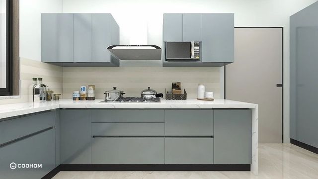 L Shaped Modular Kitchen Material HDHMR Appearance German Kitchen Design - Image 3