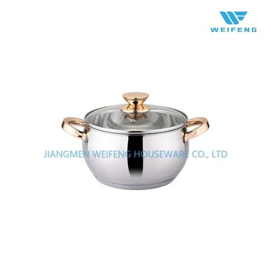 Apple Shape Ss Cookware Set with Golden Plated Handle, Kitchen Ware - Image 2