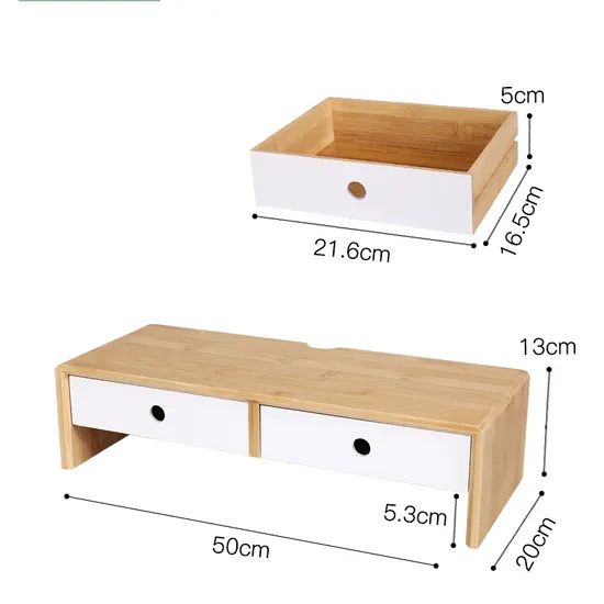 Bamboo Monitor Stand Riser Laptop Stand Riser for Apartments Office Home Use - Image 4