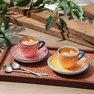 2.8 Oz Assorted Colors Ceramic Espresso Cups, Small Expresso Coffee Cup Set - Image 3