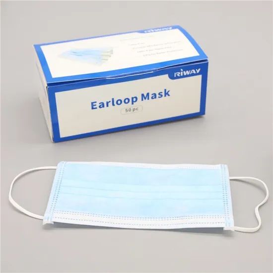 Disposable Personal Protective Earloop Face Mask Color Blue Trademark Riway Shape Dust Mask Model NO. Face Mask Mask Type Safe-Type - Image 3
