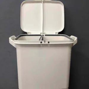 Kitchen Double Layer Garbage Storage Vertical Waste Sorting Bins with Wheel - Image 5